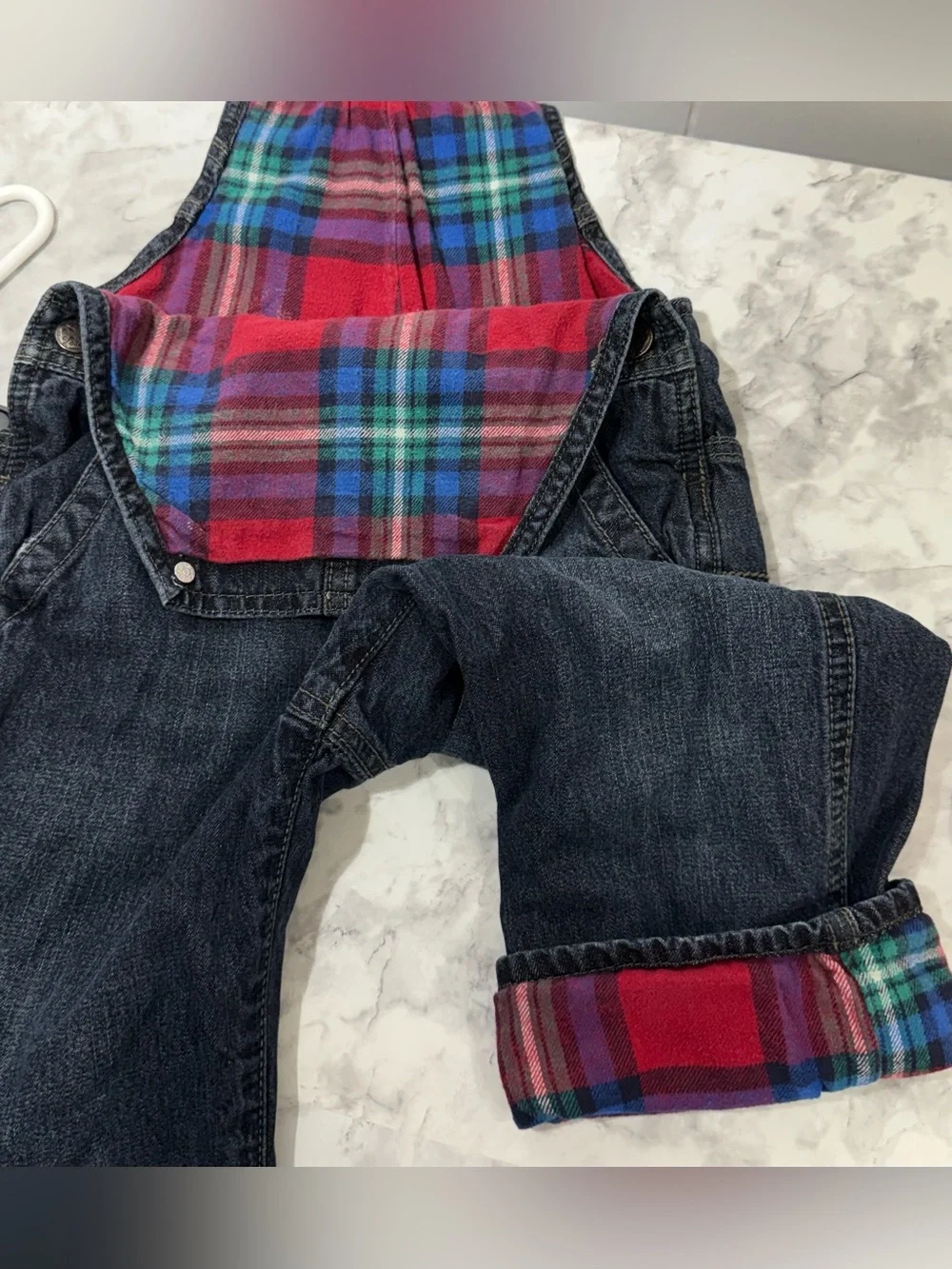 Classic Denim flannel lined Overalls Dark Blue   - Osh Kosh